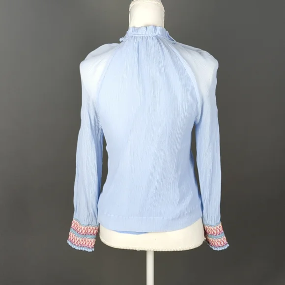 Marie Oliver 100% sky blue silk blouse - Picture 6 of 9